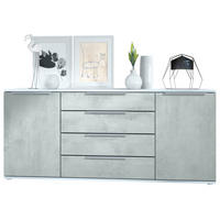 SIDEBOARD Porto Beton Oxid Optik - Hellgrau, Holzwerkstoff (166.5/72.5/35cm) - Vladon