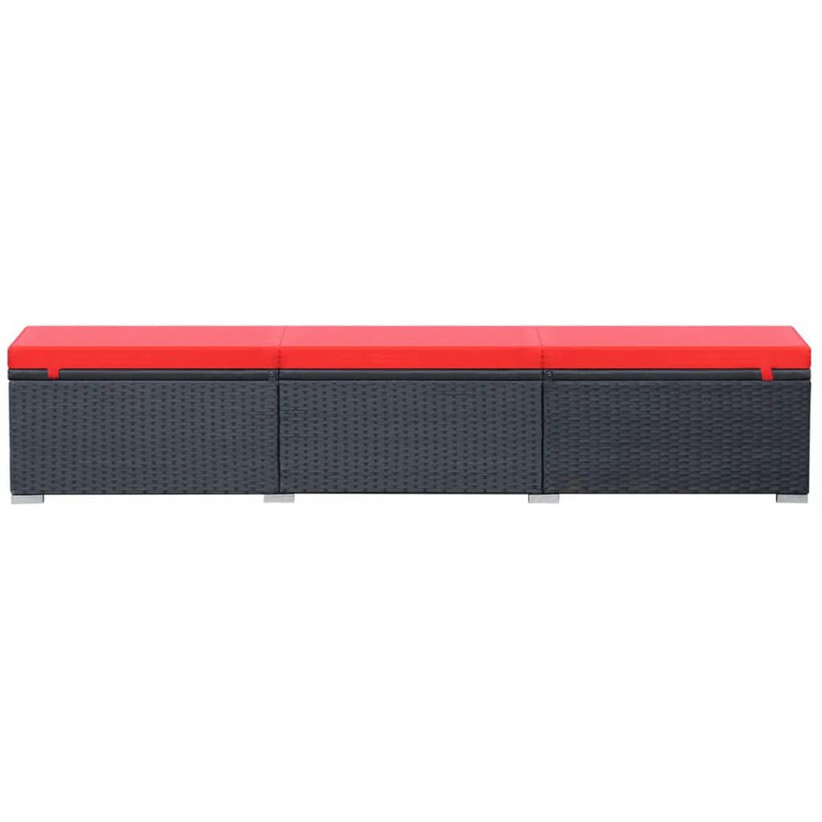 SONNENLIEGE mit Auflage Poly Rattan Schwarz - Schwarz, Holz (60/31/195cm) - furnicato