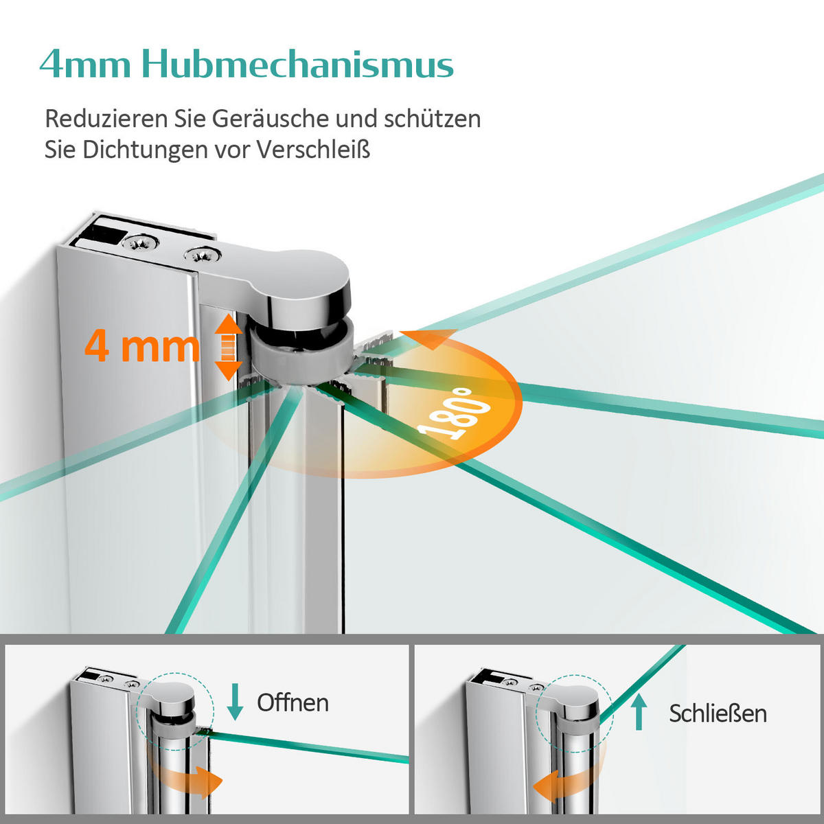 DUSCHTRENNWAND Drehfalttür Chrom 90/195 cm - Chromfarben, Glas (90/195cm) - EMKE