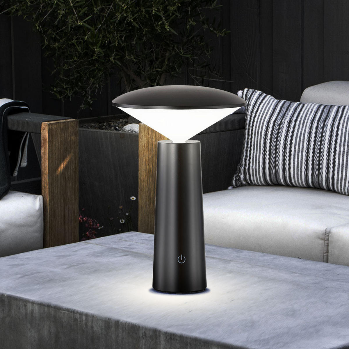 LED AUSSENLEUCHTE Tischleuchte Schwarz - Schwarz, Kunststoff (14/14/21cm)