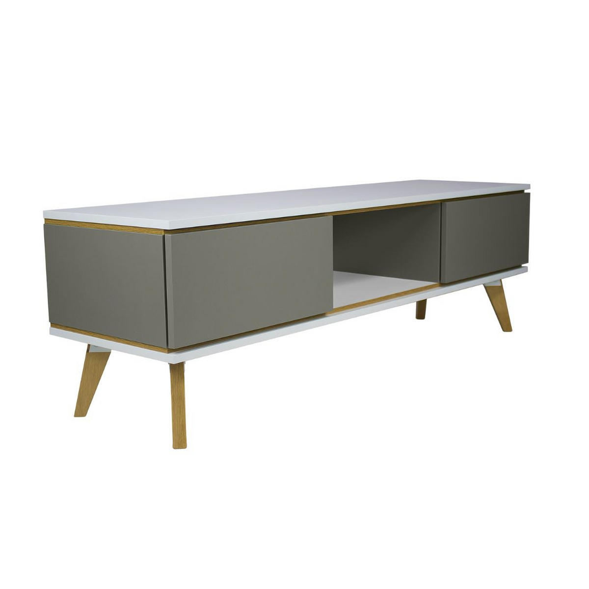 TV-SCHRANK Jorgen, Grau/Weiß/Eichefarben, 160 Cm - Eichefarben/Grau, Eichenholz/Holzwerkstoff (160/45/50cm) - Skandica