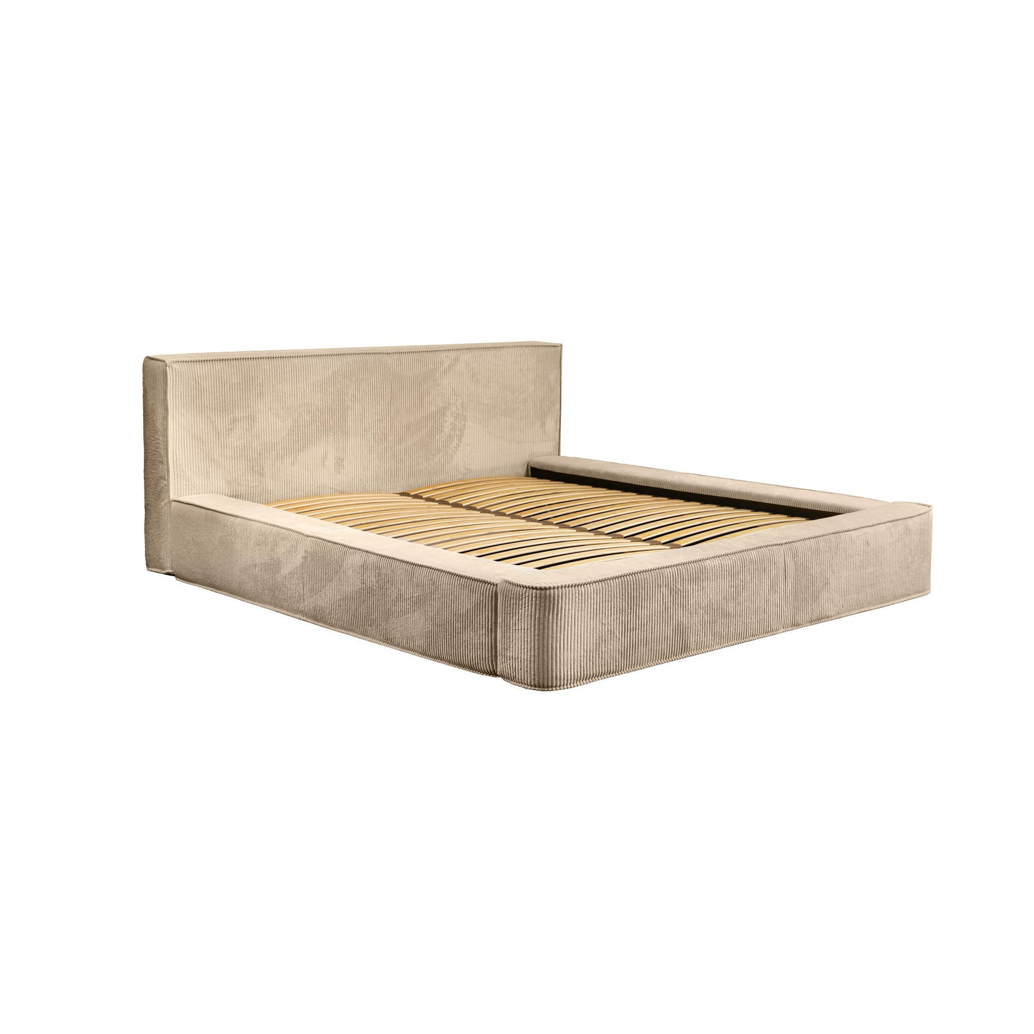 POLSTERBETT Modesto Stoff Lincoln - Beige, Holzwerkstoff/Textil (160/200cm) - Fun Möbel