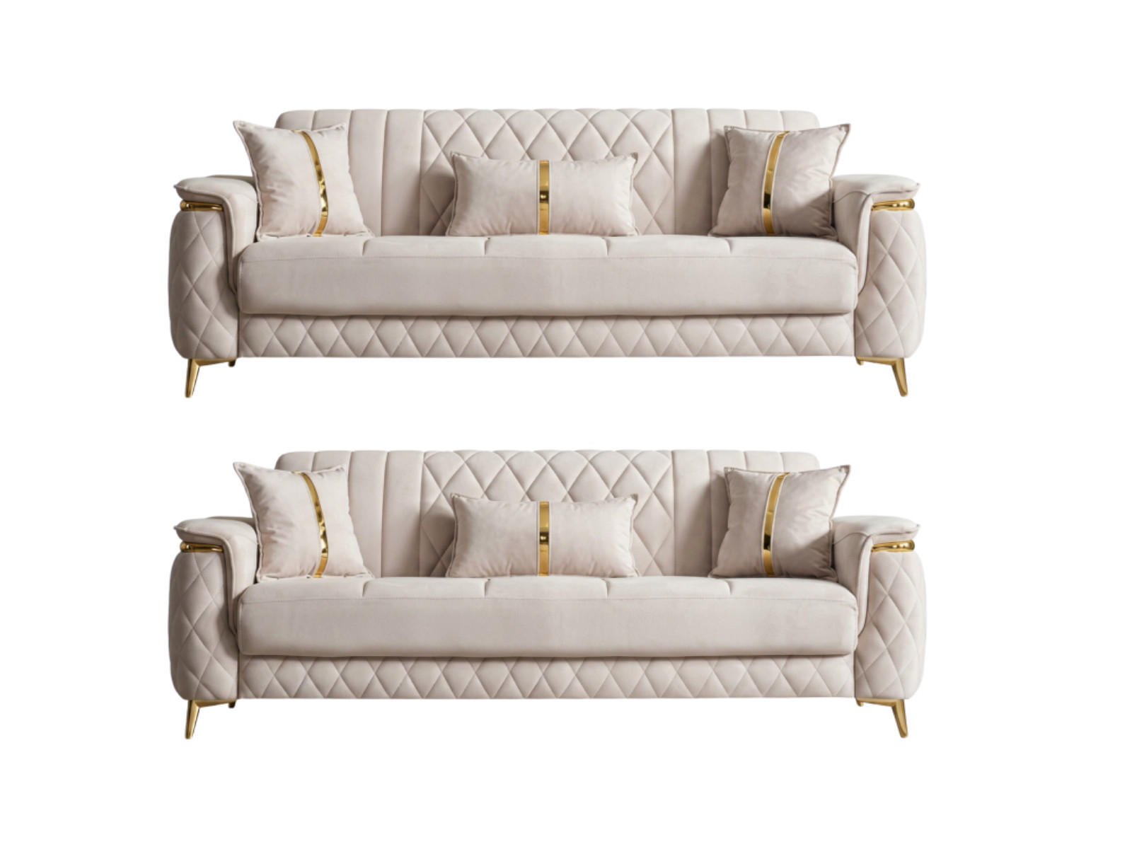 SITZGARNITUR Pasadena, Beige Stellvariante 3+3 - Beige, Holzwerkstoff/Kunststoff (240/90/98cm)