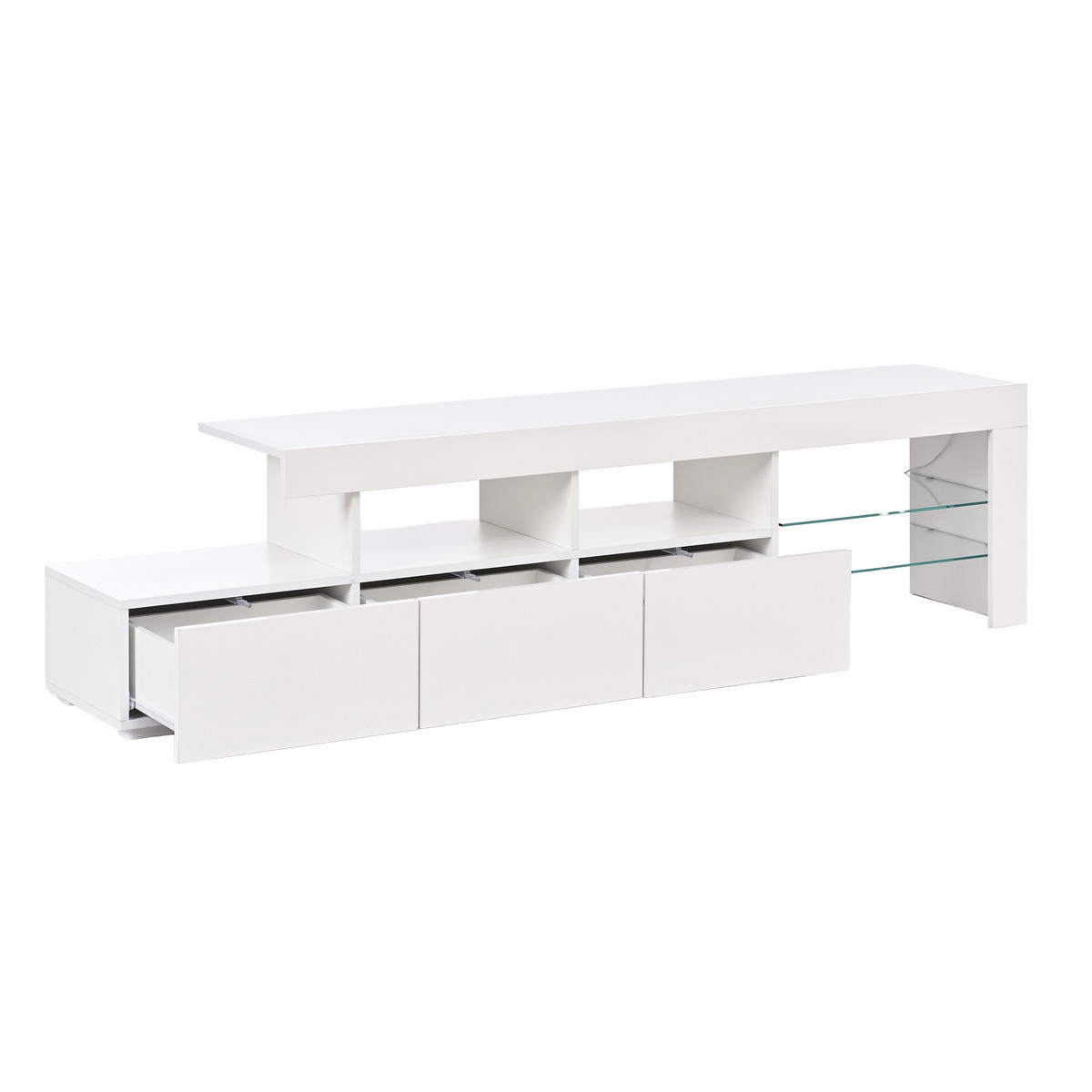 TV-ELEMENT 180/35/45 cm Hochglanz Weiß mit LED-Beleuchtung und 3 Schubladen - Weiß, Holzwerkstoff (35/45/180cm) - Korfee
