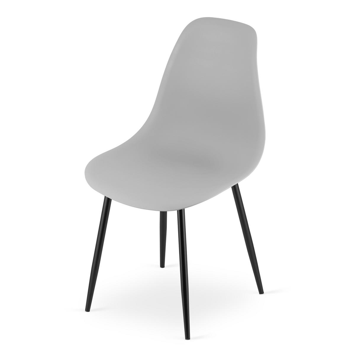 ESSZIMMERSTUHL 4-er Set KALEO grauer Sitz, schwarze Beine - Schwarz/Grau, Kunststoff (46/84/51cm) - Valora