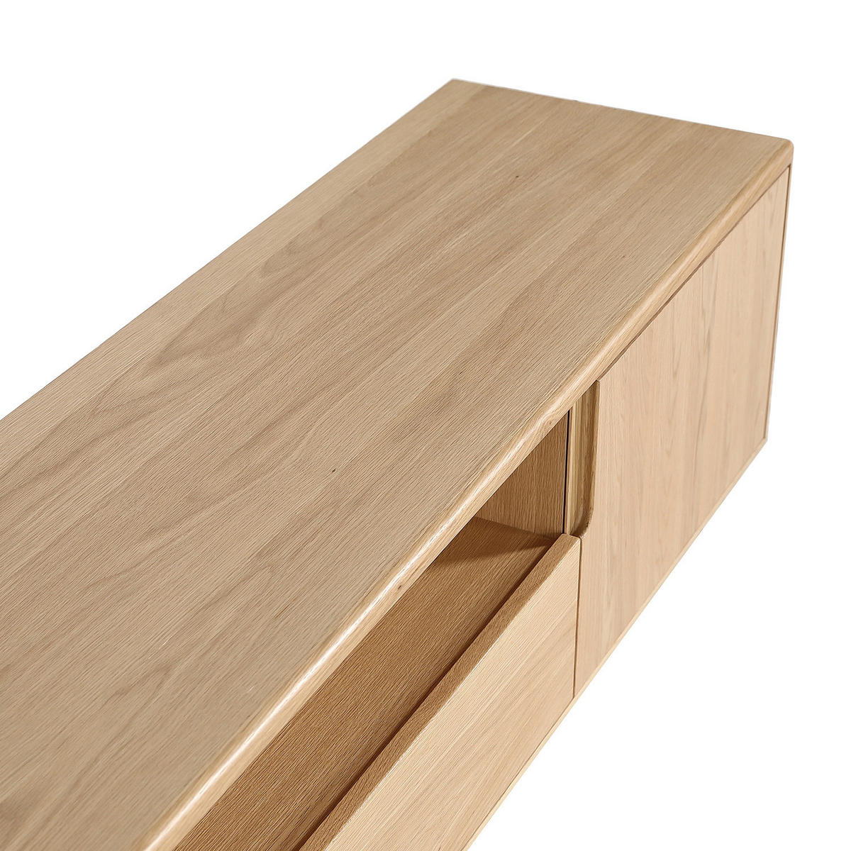 TV-LOWBOARD - Eiche teilmassiv - Eiche - Braun, Eichenholz/Holzwerkstoff (200/45/40cm) - home24