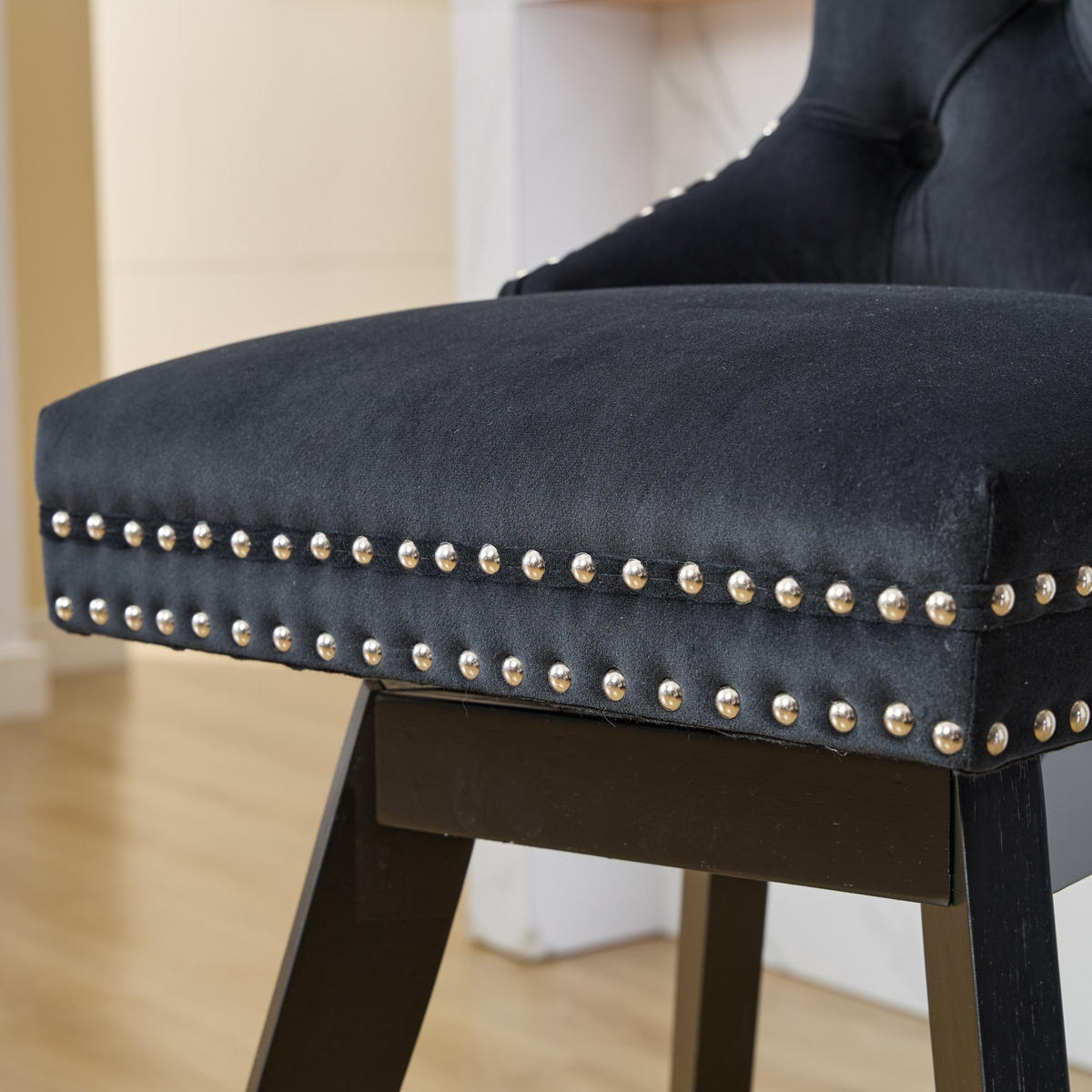 BARHOCKER 2er-Set Schwarz mit Samtbezug, Rückenlehne und 360° Drehfunktion - Schwarz, Textil (55/97.5/44.5cm) - PANGIVO