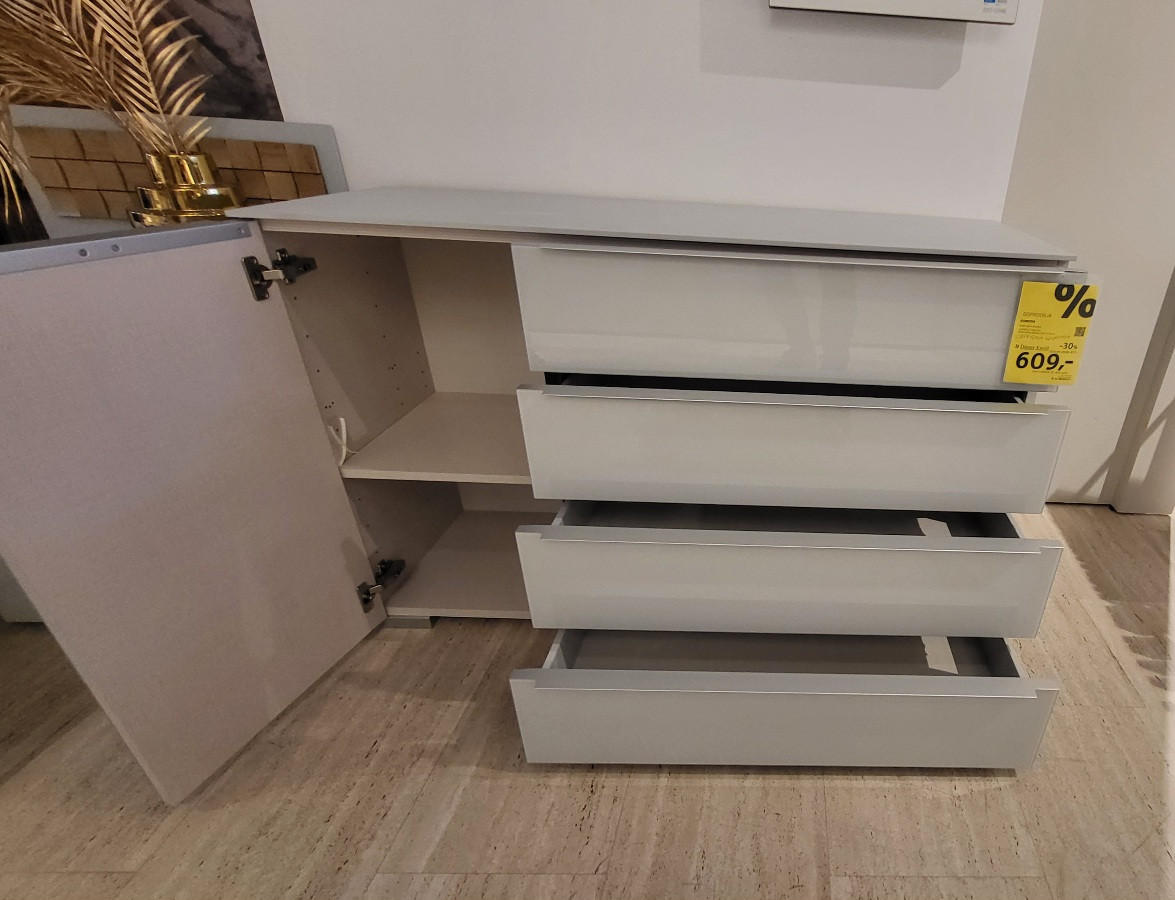Set nočnih omaric SORTINO siva, sivo steklo - razstavni eksponat - Dieter Knoll