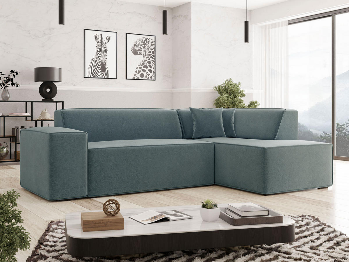ECKSOFA Lordin Premium, Seite: Rechts - Blau, Holz/Textil (267/205cm) - MIRJAN24