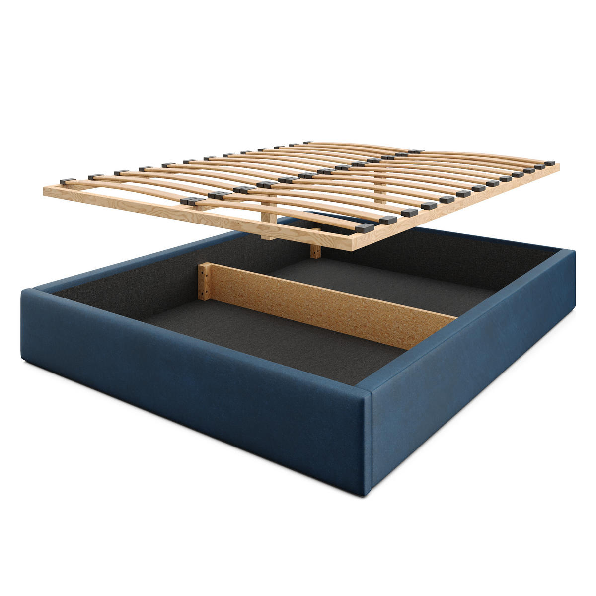 POLSTERBETT 160x200cm Bett mit Stauraum Lattenrost Dunkelblau - Dunkelblau, Holz/Holzwerkstoff (160/200cm) - Muralo