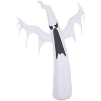 HALLOWEEN Dekoration Selbstaufblasendes Spuk Gespenst Geist LED Beleuchtet Weiß - Weiß, Kunststoff (30/180/130cm) - HOMCOM
