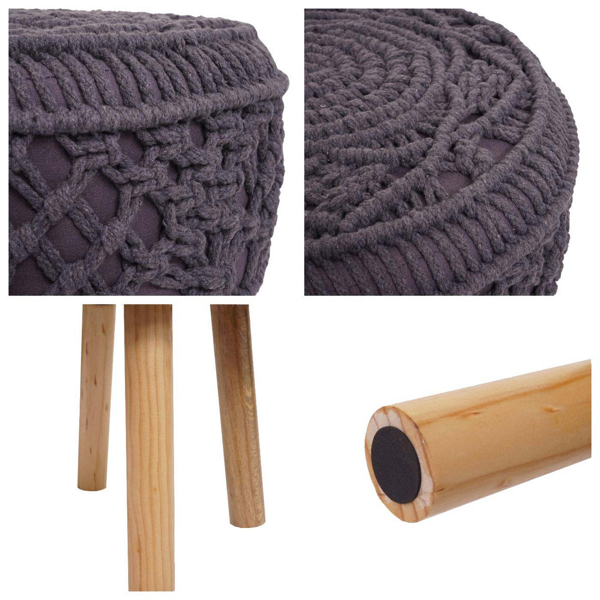 SITZHOCKER Grau - Grau, Textil (41/45/41cm) - MCW