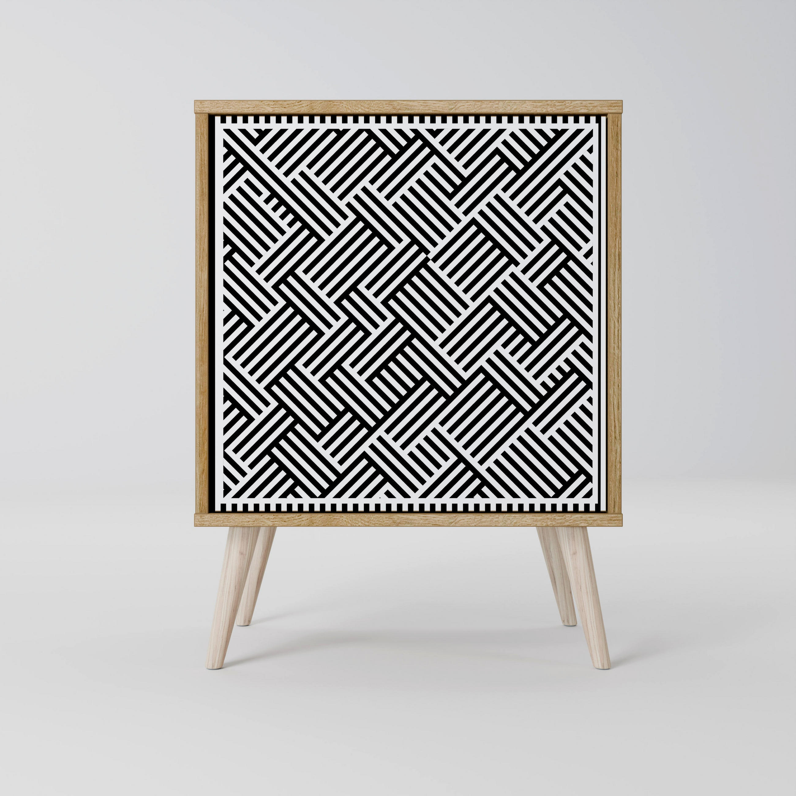 SIDEBOARD TEMPORARY SEQUENCE, Eichefarben, 57,5x42x77,5 cm, Schräge Buchenholzfüße - Eichefarben/Buchefarben, Holzwerkstoff/Buchenholz (57.5/77.5/42cm) - SpaceRebels