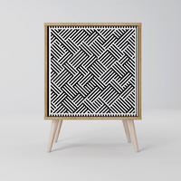 SIDEBOARD TEMPORARY SEQUENCE, Eichefarben, 57,5x42x77,5 cm, Schräge Buchenholzfüße - Eichefarben/Buchefarben, Holzwerkstoff/Buchenholz (57.5/77.5/42cm) - SpaceRebels
