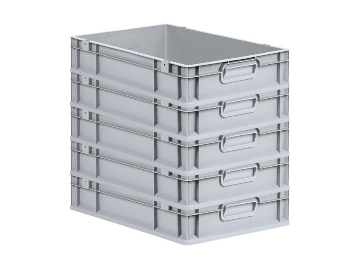 EUROBOX 5x Nextgen Economy Griffe Geschlossen 12x40x60cm 23 Liter - Grau, Kunststoff (40/12/60cm) - PROREGAL