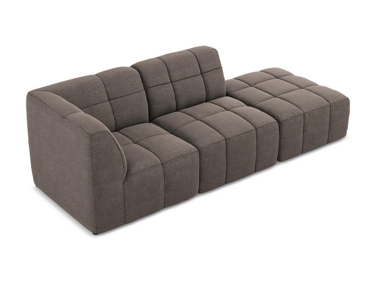 ECKSOFA Rechts Bouclé Stoff Braun - Schwarz/Mokka, Holzwerkstoff/Kunststoff (240/90cm) - Makamii