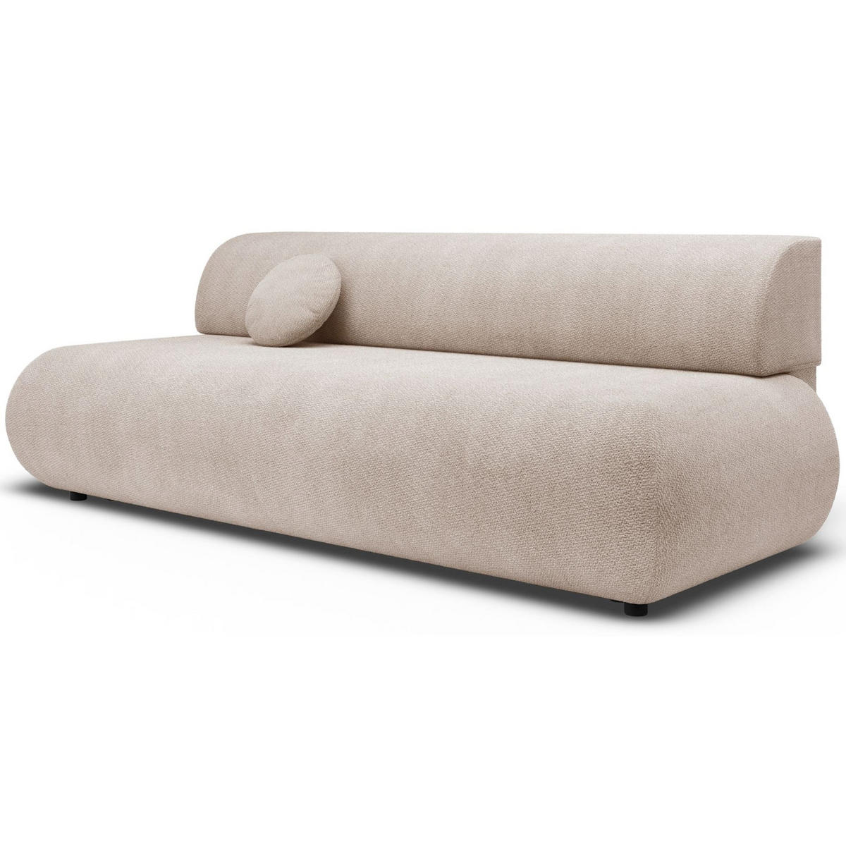 3-SITZER SCHLAFSOFA Hellbeige Chenille - Ecru/Schwarz, Kunststoff/Textil (214/74/100cm) - Selsey