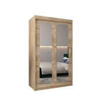 SCHWEBETÜRENSCHRANK 200/120/62 2-türig - Silberfarben/Sonoma Eiche, Holz/Kunststoff (120/200/62cm) - MÖBEL KRYSPOL