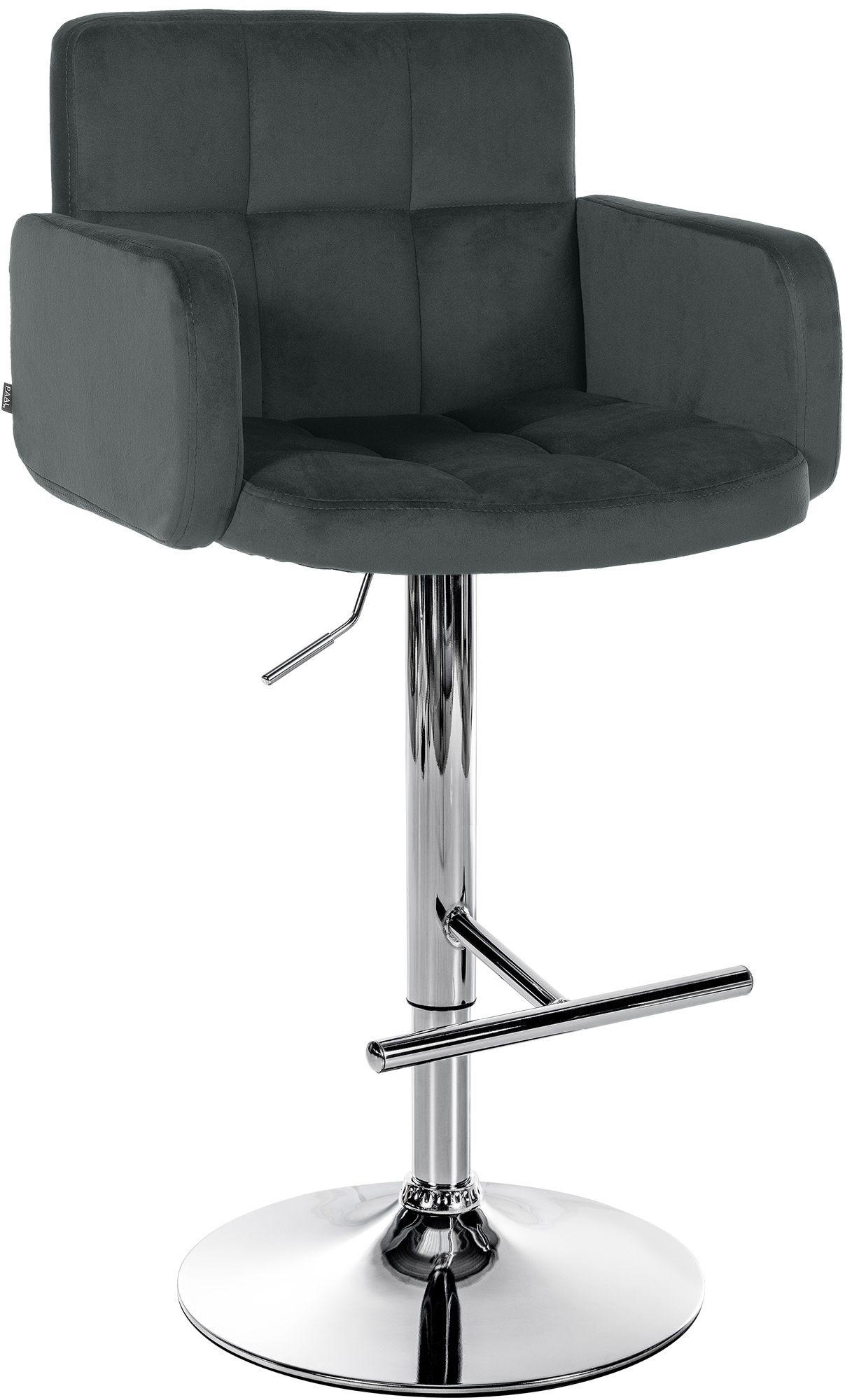 BARHOCKER Samt Dunkelgrau - Chromfarben/Dunkelgrau, Textil/Metall (60/93/56cm) - CLP