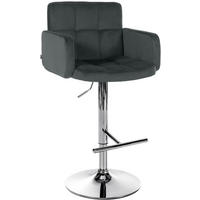 BARHOCKER Samt Dunkelgrau - Chromfarben/Dunkelgrau, Textil/Metall (60/93/56cm) - CLP