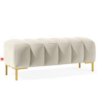 SITZHOCKER Polsterhocker PECCO, Veloursstoff - Goldfarben/Creme, Holz/Textil (120/50/50cm) - KONSIMO®