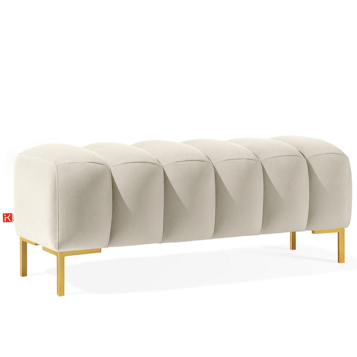 SITZHOCKER Polsterhocker PECCO, Veloursstoff - Goldfarben/Creme, Holz/Textil (120/50/50cm) - KONSIMO®