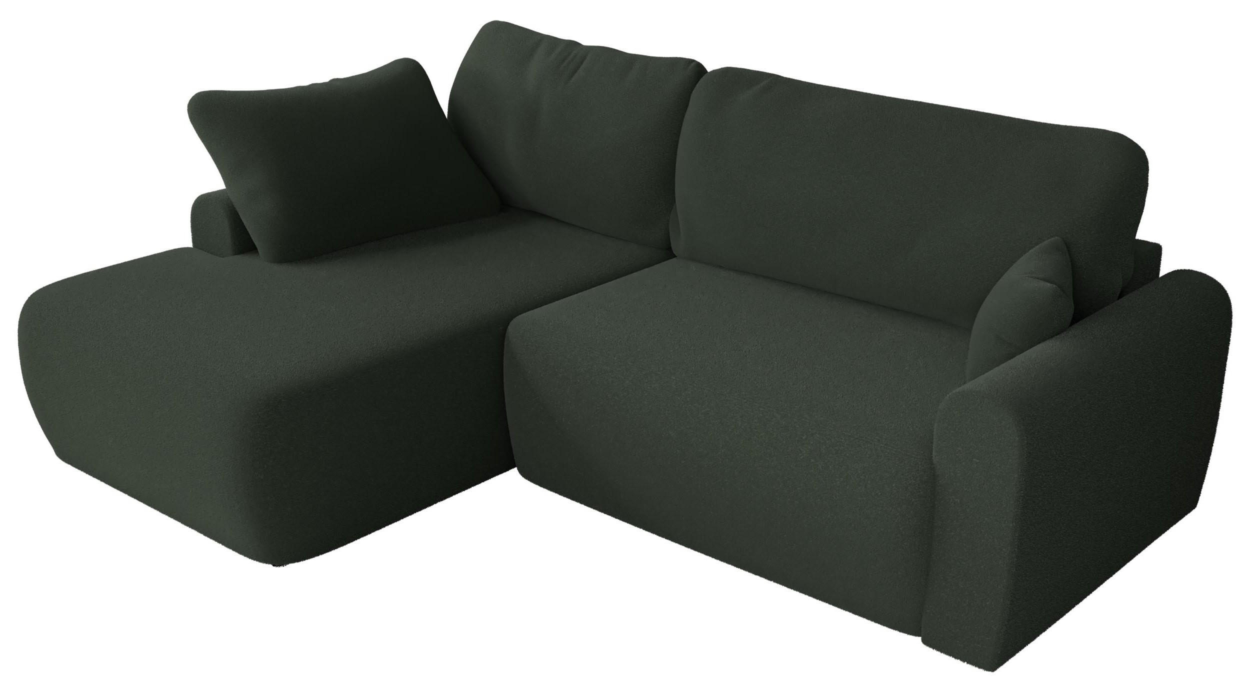 ECKSCHLAFSOFA CUBO L Dunkelgrün Boucle - links - Dunkelgrün/Schwarz, Kunststoff/Textil (273/187cm) - MKS