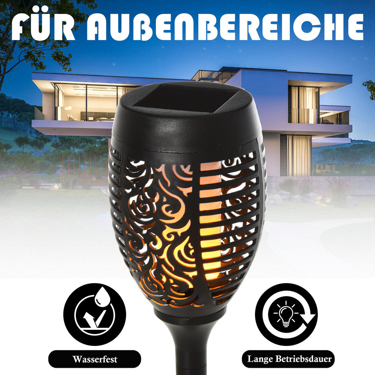 SOLARLEUCHTE, Schwarz, Kunststoff - Schwarz, Kunststoff (12/12/72cm) - Outsunny