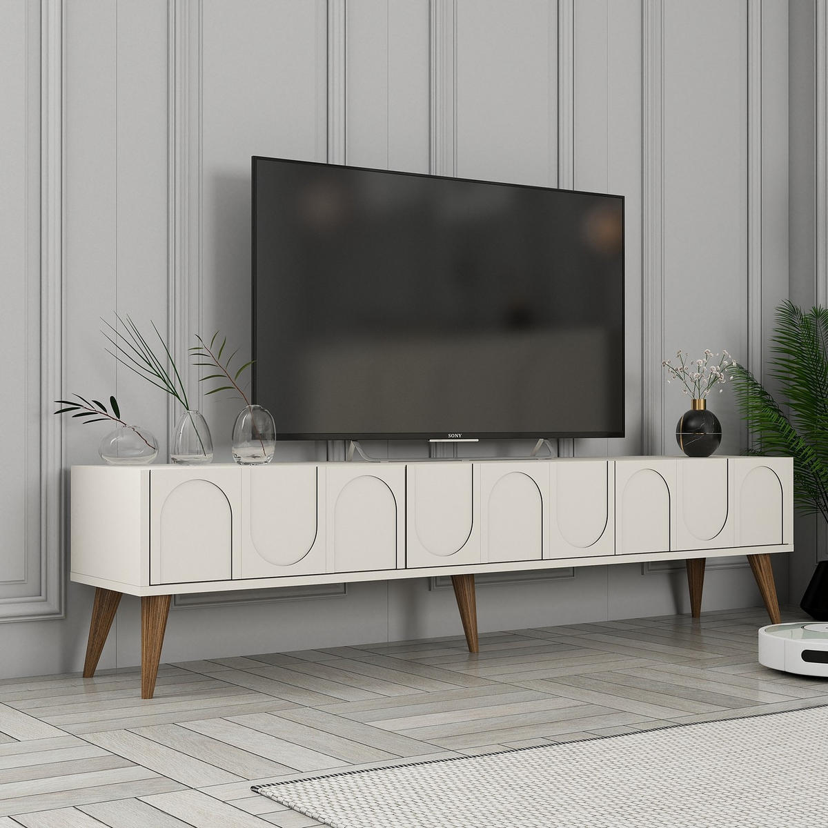 TV-MÖBEL lyon Weiß - Beige, Holz (35/44/180cm) - Habitat Garten