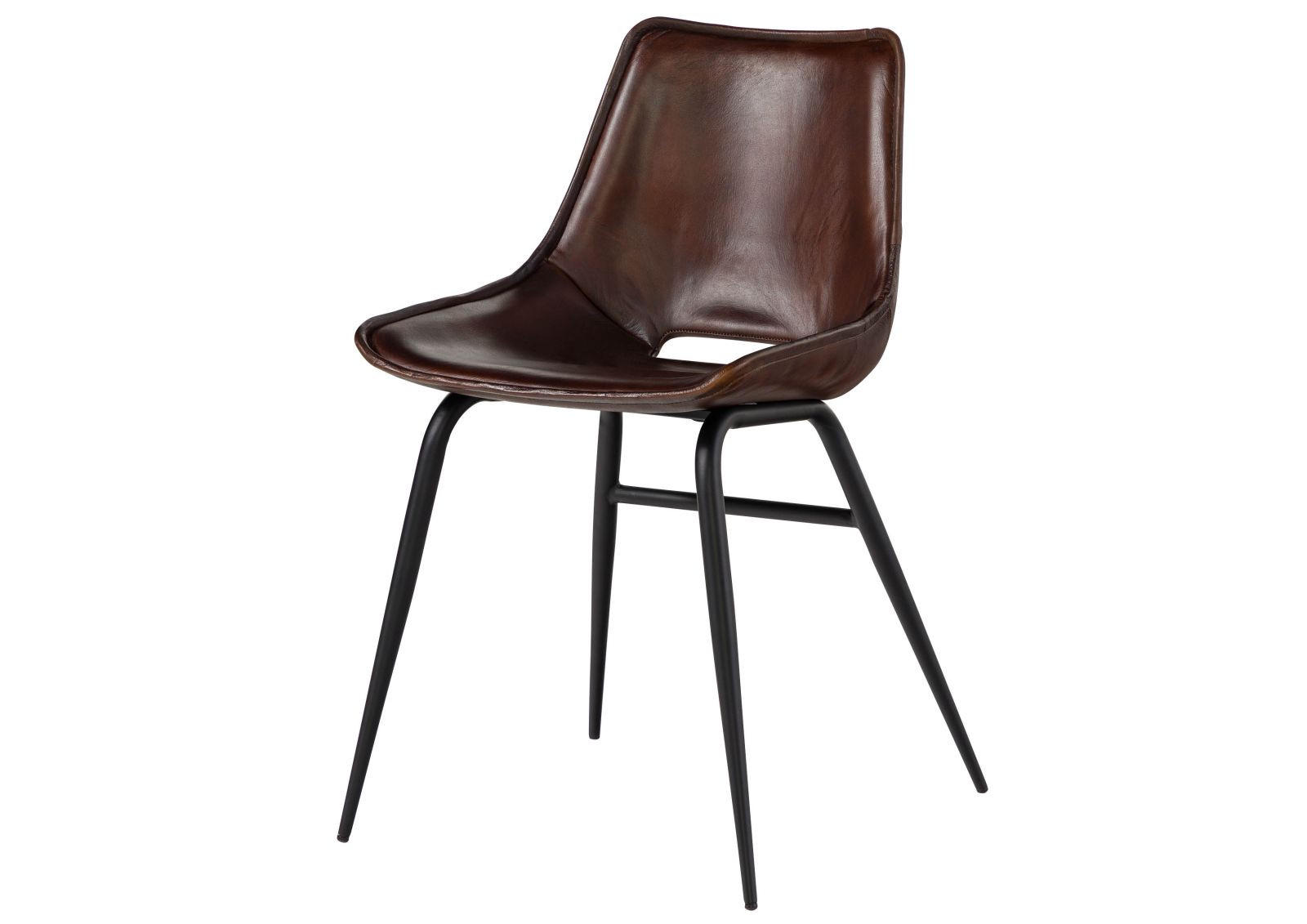 STUHL Echtleder (Büffel) 47 x 59 x 78 cm braun IRON LABEL #22 - Braun, Leder (47/78/59cm) - Massivmoebel24