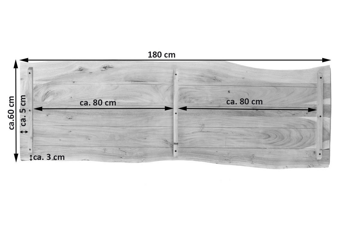 TISCHPLATTE CURT - Beige/Naturfarben, Akazienholz/Holz (60/180/3cm) - SAM