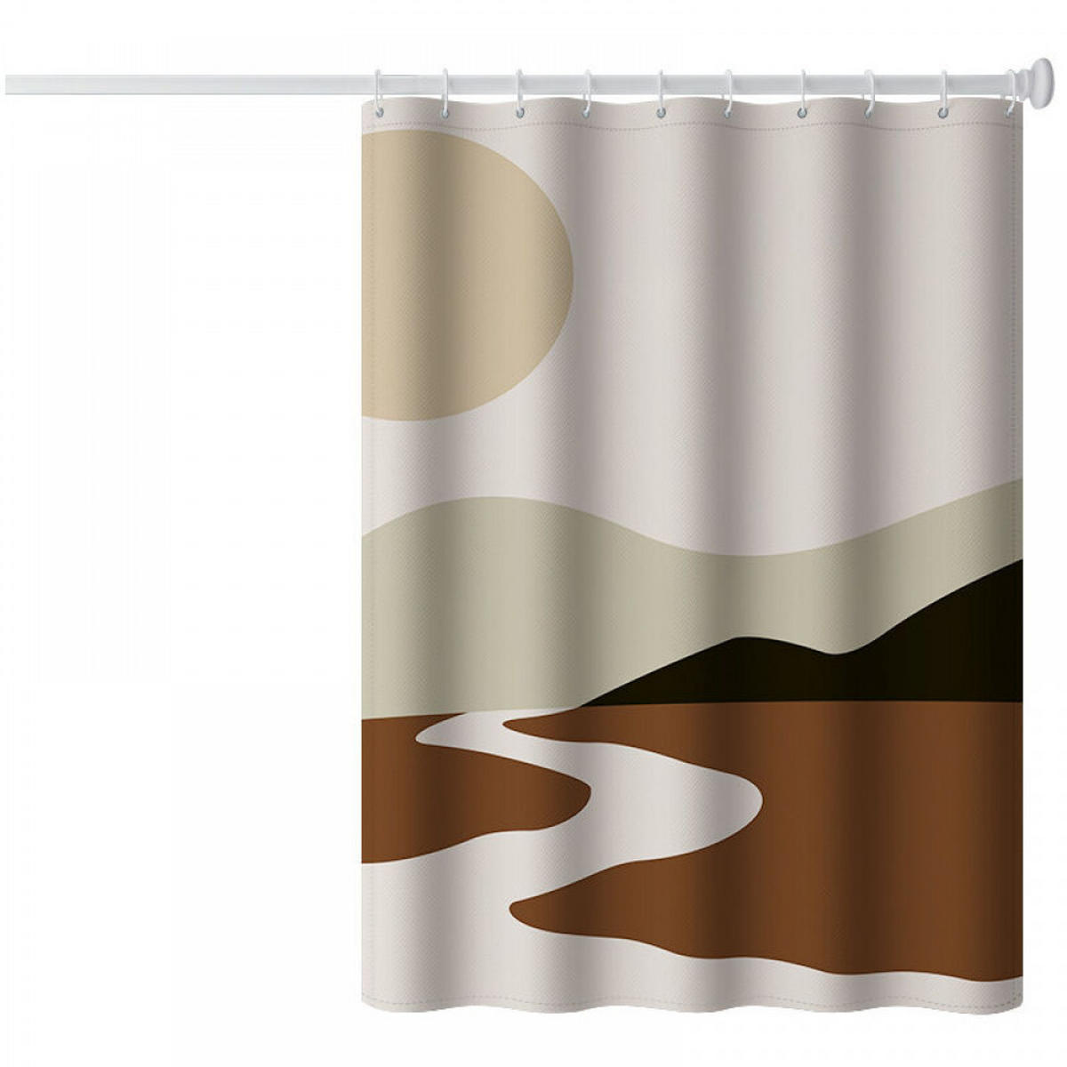 DUSCHVORHANG Polyester schnell trocknend wasserfest maschinenwaschbar mit Haken Badezimmer - Braun, Textil (200/180cm) - MCBOSON
