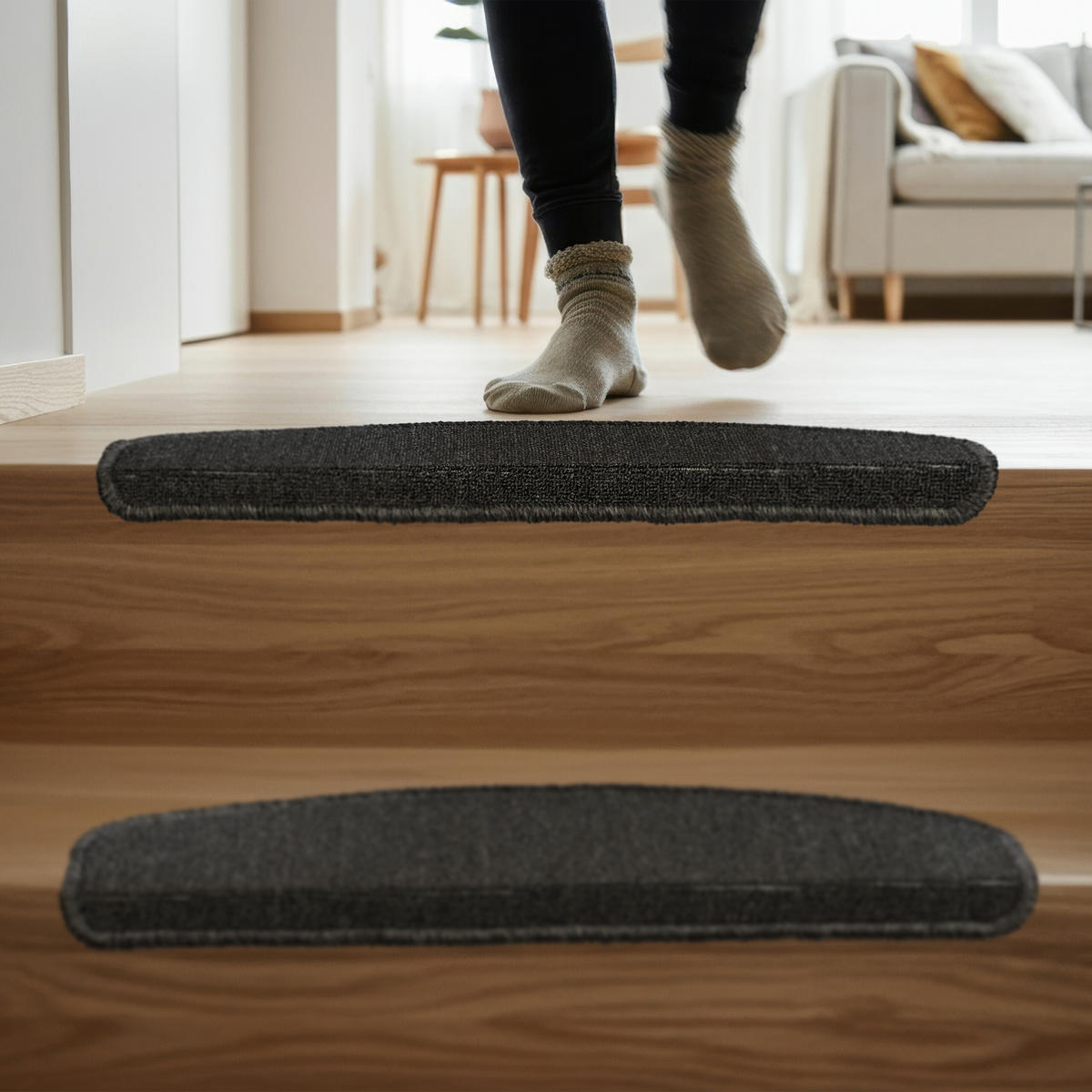 15XSTUFENMATTEN - Anthrazit, Kunststoff (24/65/4cm) - Relaxdays