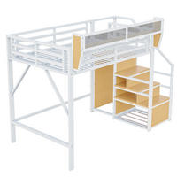 HOCHBETT 140/200 cm DE-01394, in Weiß, mit Sicherheitsleiter und flexiblem Staufach - Weiß, Metall (140/200cm) - ComfortXL