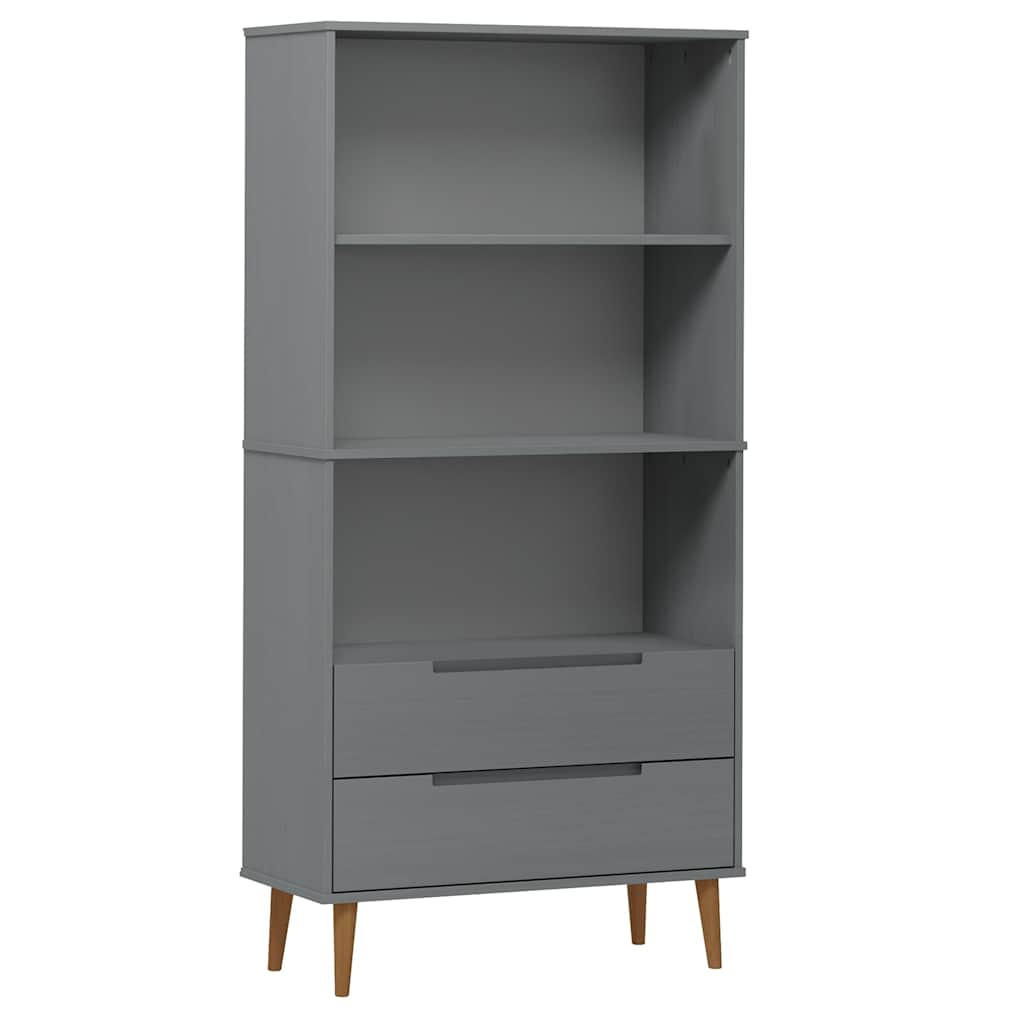 BÜCHERREGAL Molde Grau 85/35/170,5 Cm Massivholz Kiefer - Grau, Holz (35/170.5/85cm) - vidaXL
