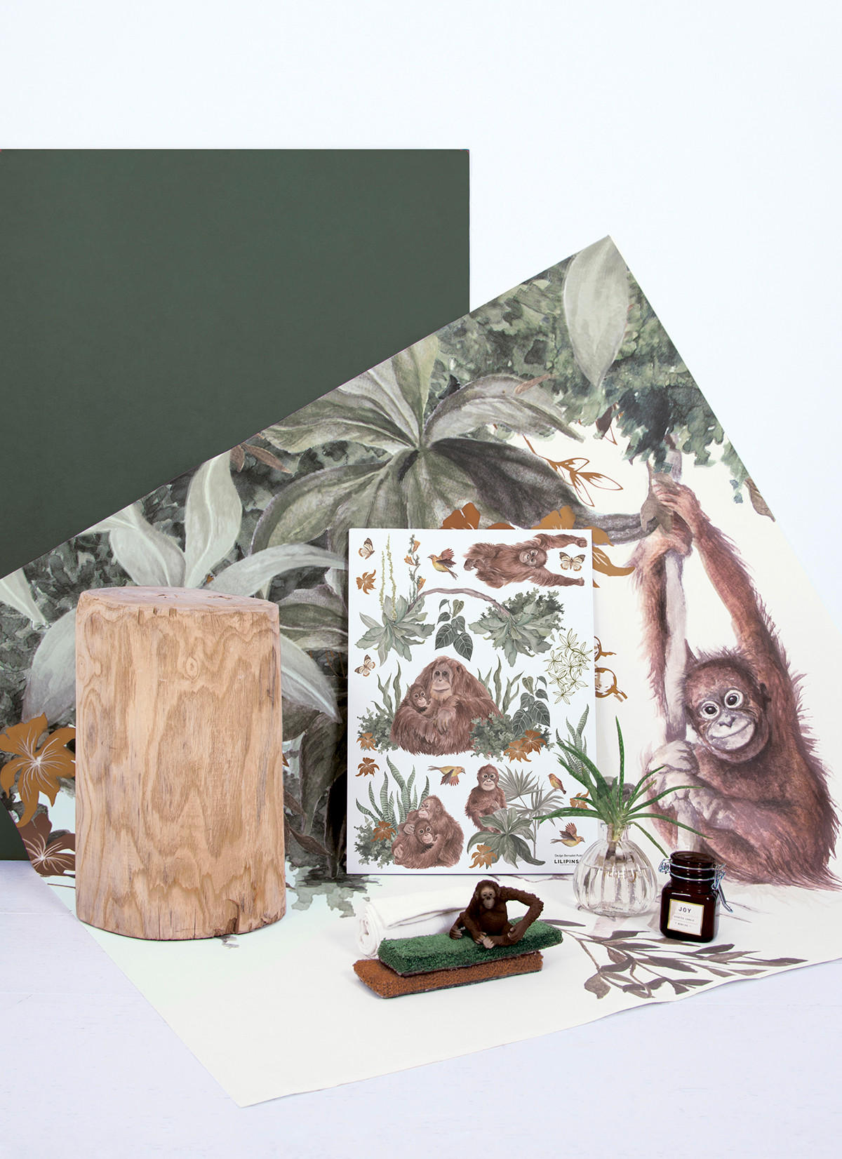 VLIESTAPETE Indonesischer Wald mit Affen. 4 m x 3 m, grün/braun - Multicolor, Papier (300/200cm) - Lilipinso