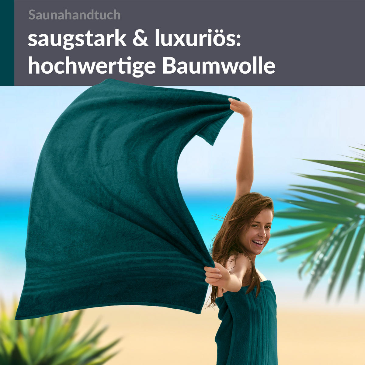 SAUNATUCH 80x200 cm 2er Set London Opal Grün - Opal, Textil (80/200cm) - Lashuma