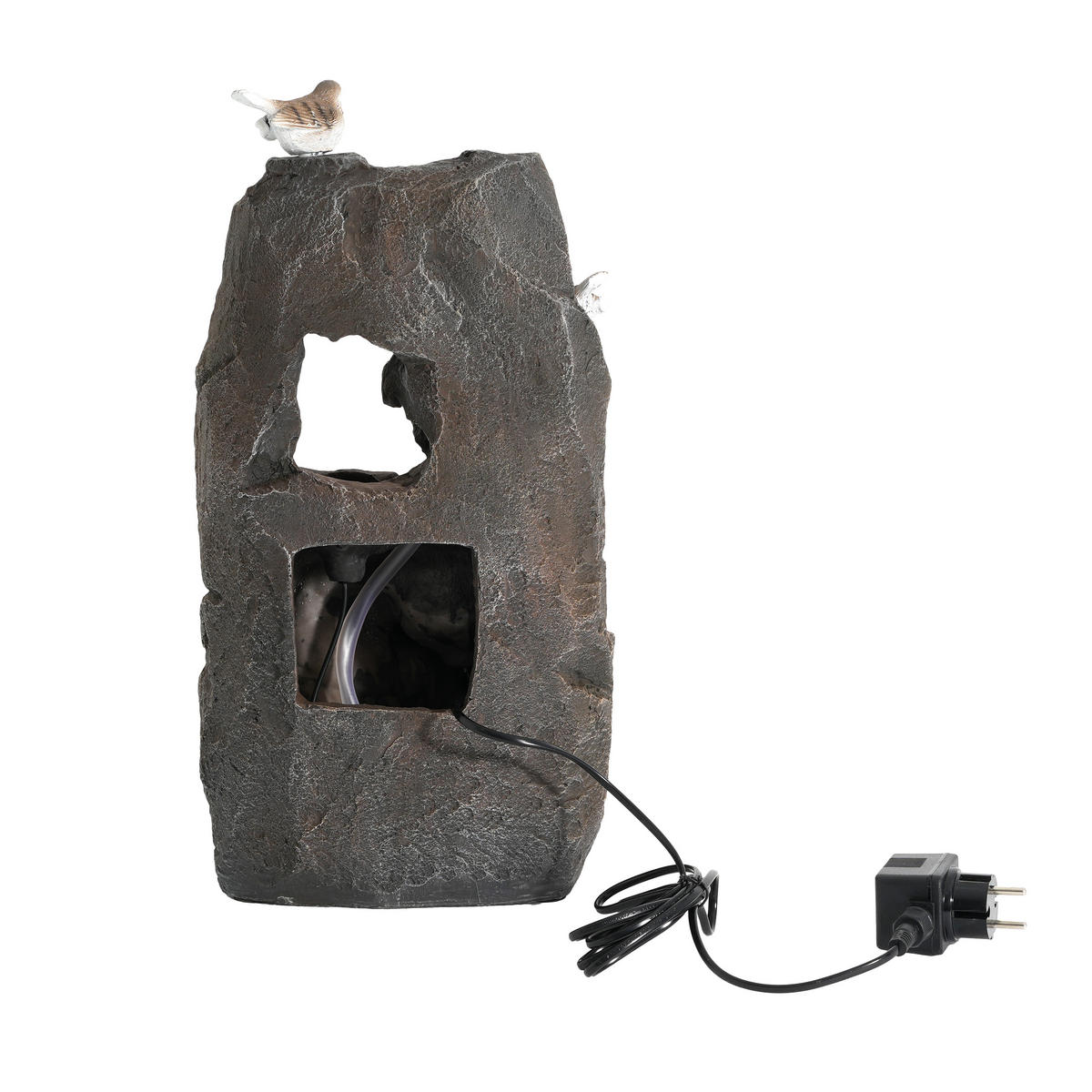 GARTENBRUNNEN LED Steingrau 47cm Zen Außen Terrasse Balkon - Grau, Naturmaterialien (25.5/19/47cm) - FLIEKS