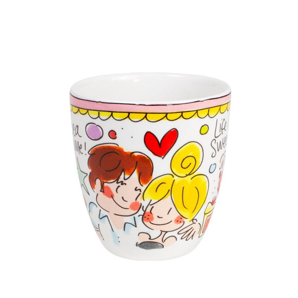 MINI-BECHER Rosa Rand in Bunt - 200 ml - Multicolor, Keramik (0.2L) - Blond Amsterdam