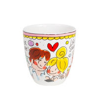 MINI-BECHER Rosa Rand in Bunt - 200 ml - Multicolor, Keramik (0.2L) - Blond Amsterdam