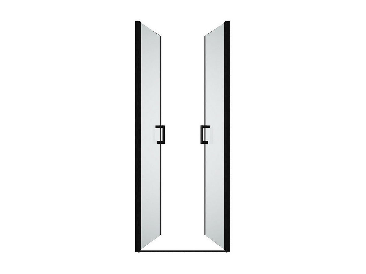 DUSCHTÜR Flügeltür - 70 x 195 cm - Sicherheitsglas - Schwarz matt - SARATOSA - Schwarz, Metall (70/195cm) - Vente-Unique