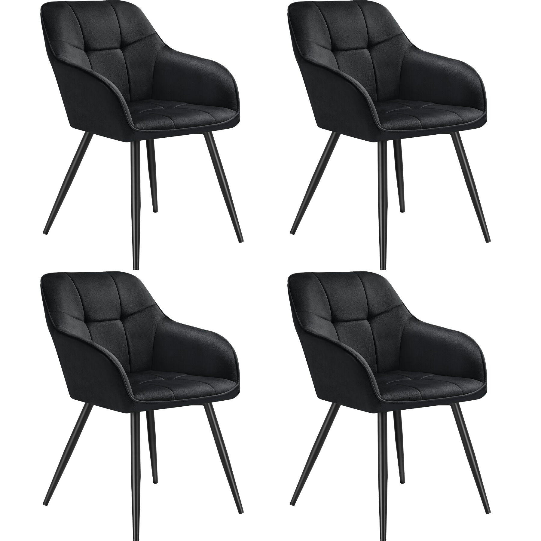 ESSZIMMERSTUHL 4er Set Marilyn 58 x 62 x 82 cm schwarz/schwarz - Schwarz, Kunststoff (58/82/62cm) - tectake