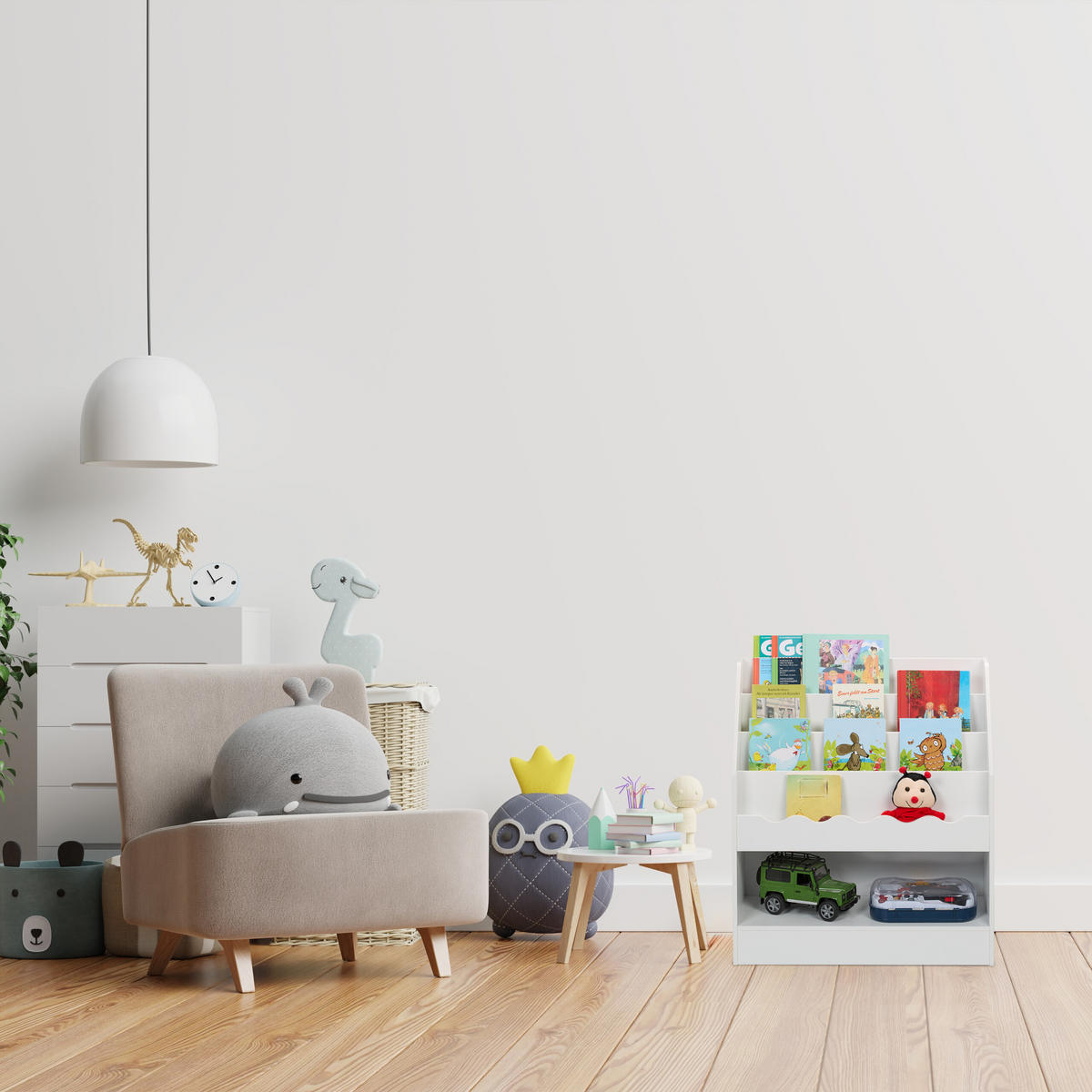 KINDERBÜCHERREGAL - Weiß, Holzwerkstoff (70/80/30cm) - Relaxdays