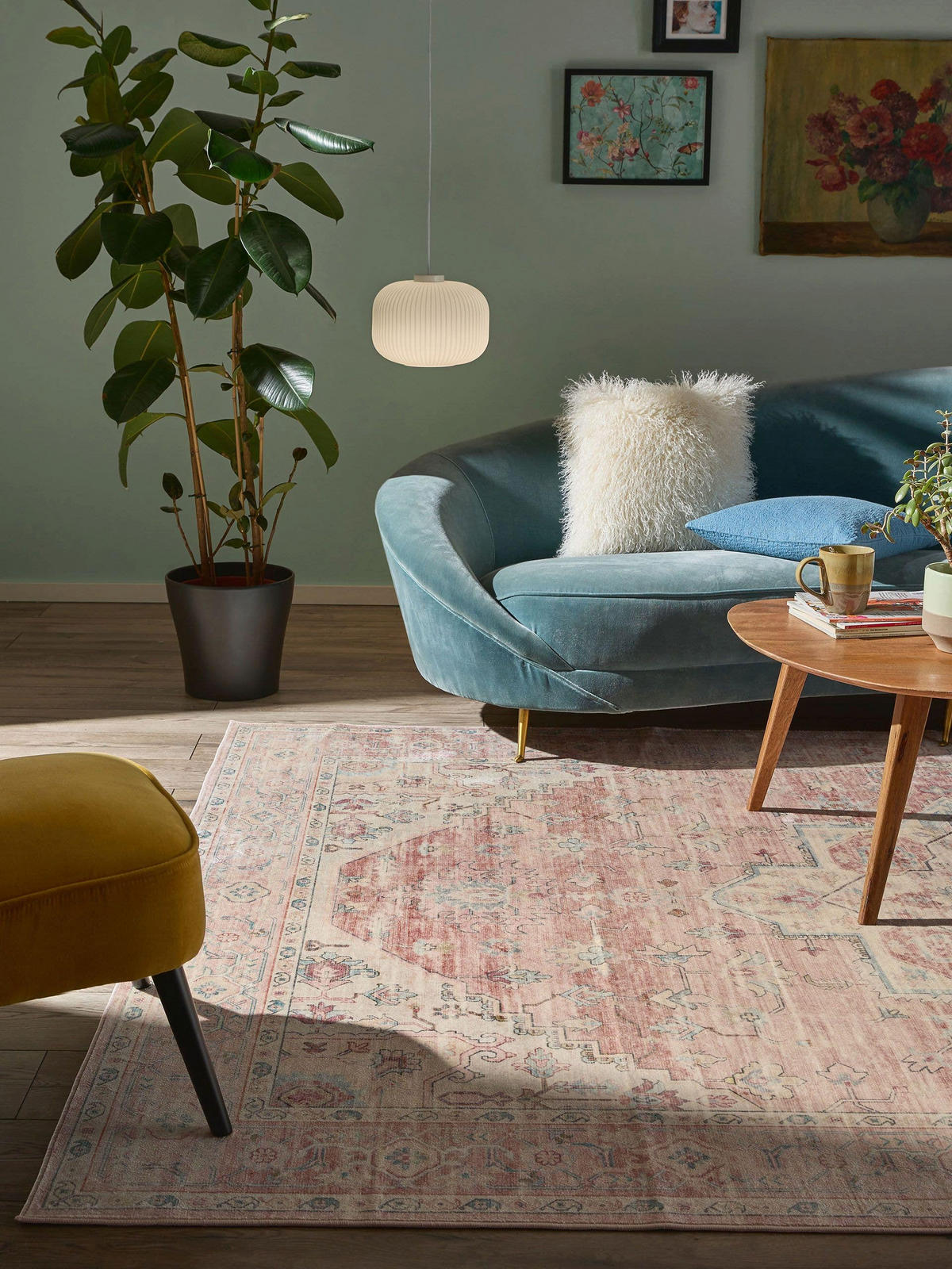 VINTAGE-TEPPICH Miray waschbar 160/230 cm - Rosa, Kunststoff (160/230cm) - benuta Nest