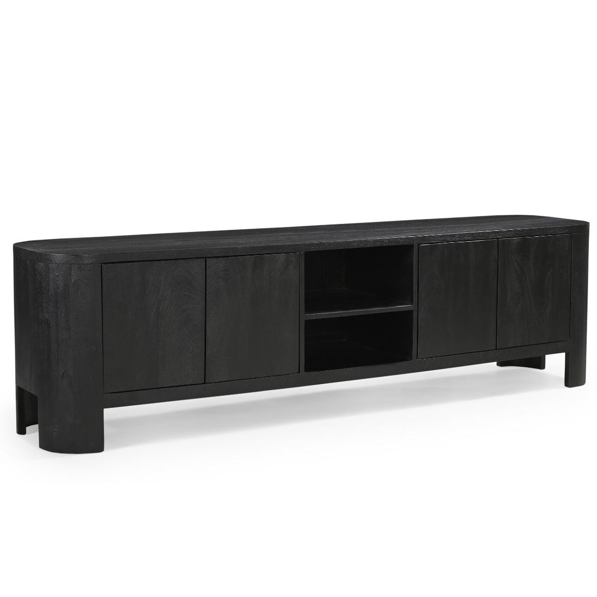 TV-MÖBEL aus Mangoholz 200cm, schwarz - Schwarz, Holz (200/55/40cm) - Giga Meubel