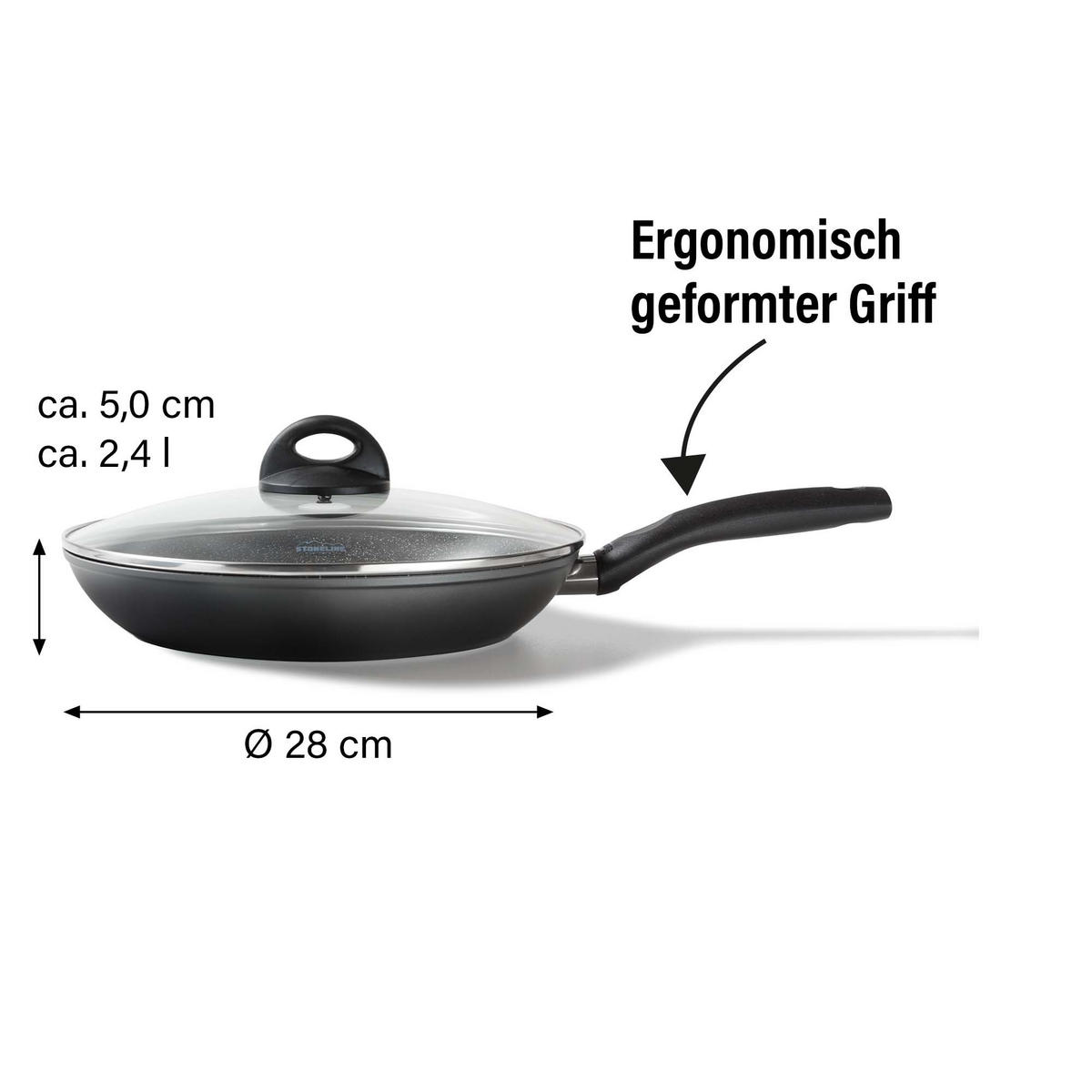 BRATPFANNE - Grau, Metall (28cm) - Stoneline