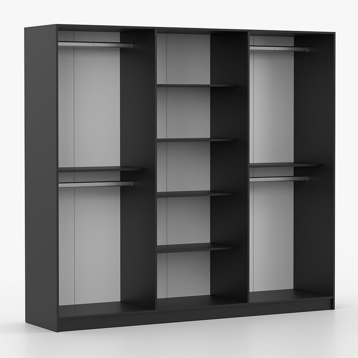 DREHTÜRENSCHRANK ROSA 6D 230/210/57 cm 6-türig Schwarz - Goldfarben/Schwarz, Holzwerkstoff/Metall (230/57/210cm) - imoebel24