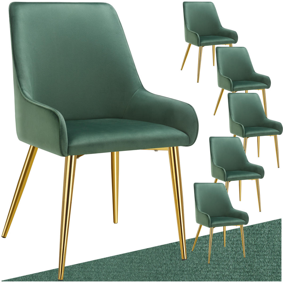POLSTERSTUHL 6er Set Avane 52 x 61 x 89 cm grün - Grün, Textil (52/89/61cm) - tectake