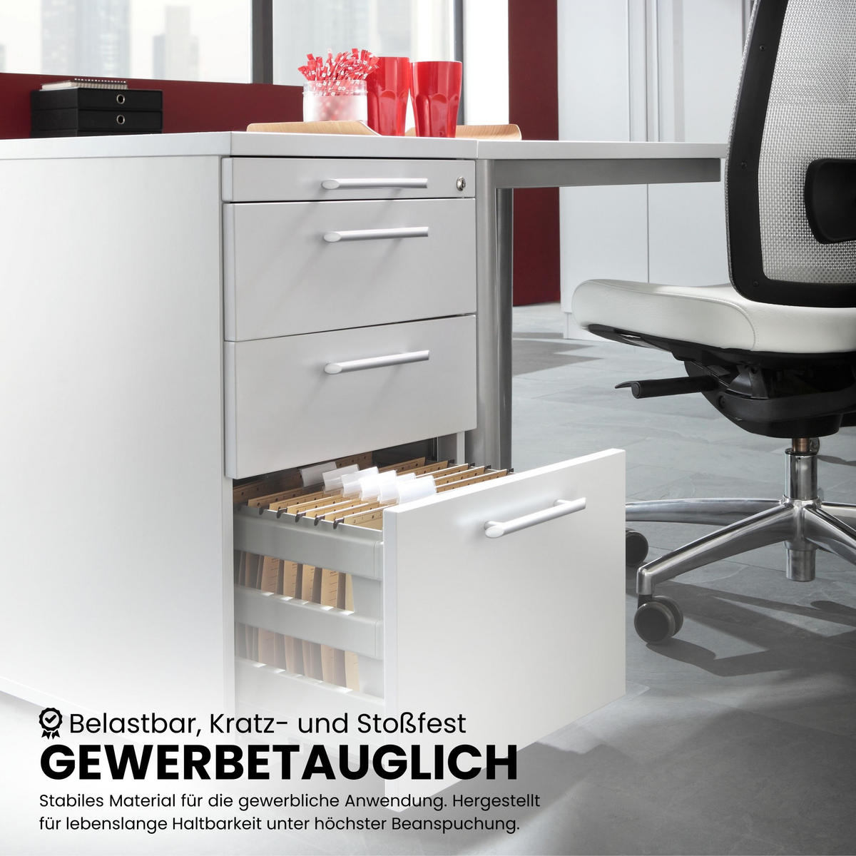STANDCONTAINER - mit Hängeregistratur 80/42,8/72 cm in Ahornfarben Bogengriff (Metall) - Ahornfarben, Holzwerkstoff (42.8/72/80cm) - bümö