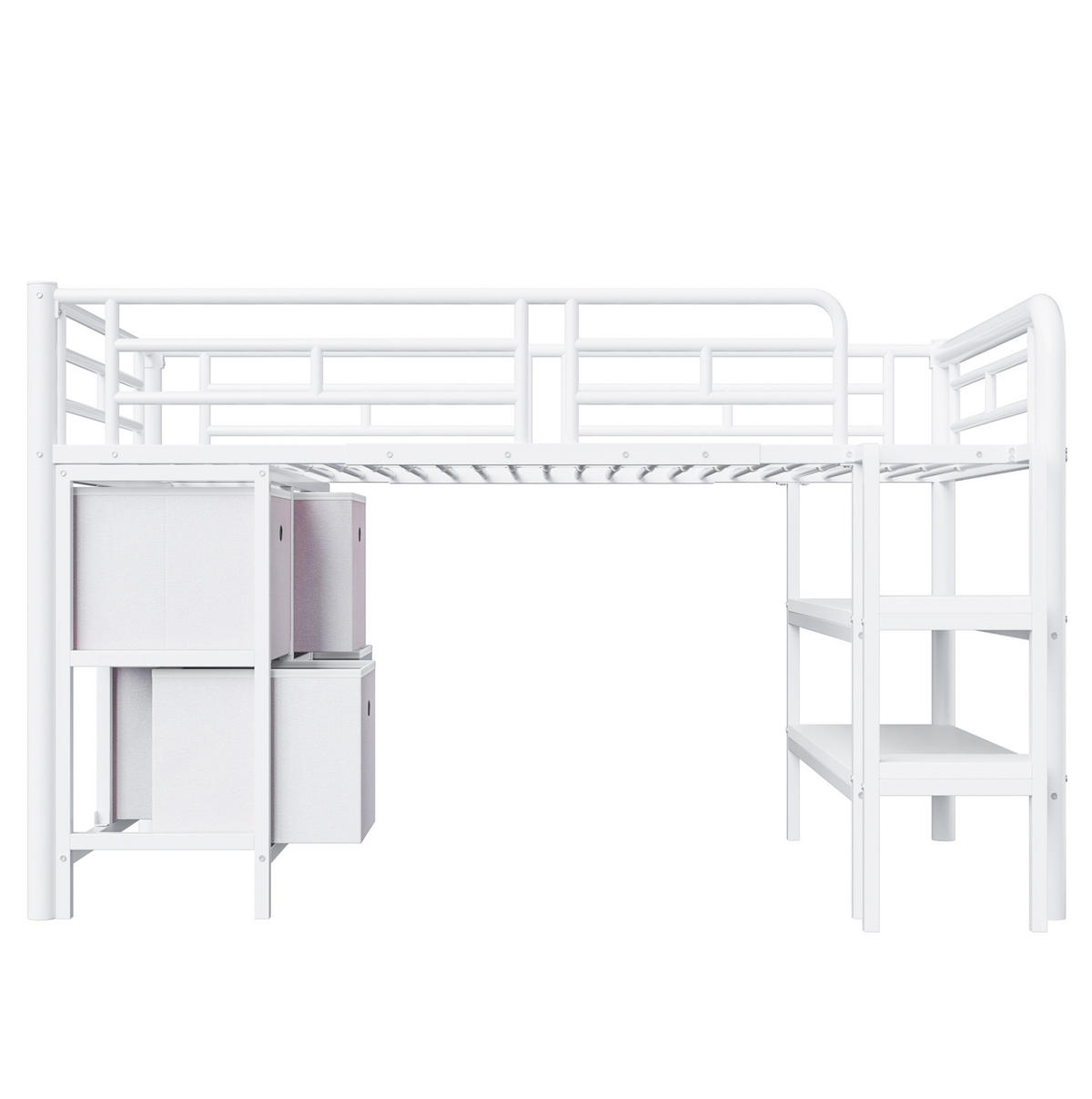 HOCHBETT mit Stauraum 90x200 cm Metall Weiß - Weiß, Metall (90/200cm) - Beauniv